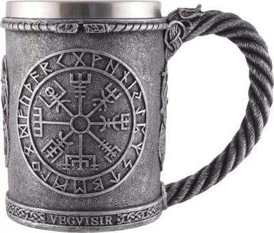 Mok - Viking Kompas Vegvisir - roestvrijstalen inzet - 600ml - (hxbxd) ca. 13cm x 17cm x 11cm
