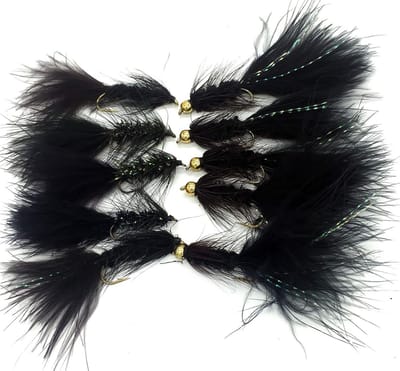 Woolly Bugger vlieg hengelsport hengelen vissen kralenkop non beadhead losse vliegvissen set 16 stuks maat 8 en 12