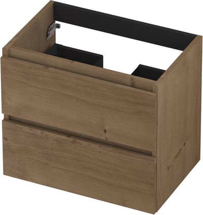 INK® wastafelonderkast 2 laden greeploos fineer eiken 60x52x40cm, ash grey