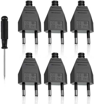 Set van 6 Europese Platte Stekkers 250V 2.5A met Schroevendraaier voor Huishoudelijke Apparaten, Verlichting en Elektrische Toestellen