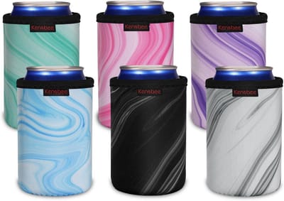 6 x 12oz Can Blikkoeler - Geïsoleerd, Herbruikbaar en Antislip Neopreen houder voor Bierblikjes (355 ml) - Marmerstijl