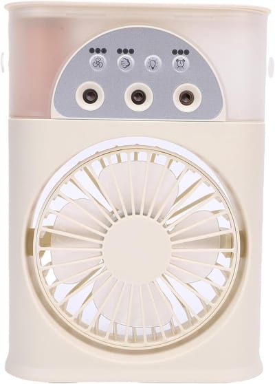 Persoonlijke Koeler - Mini Airco Ventilator - Persoonlijke Koeling - Luchtbevochtiger Nachtlampje - 21D x 15W x 6H cm - Wit
