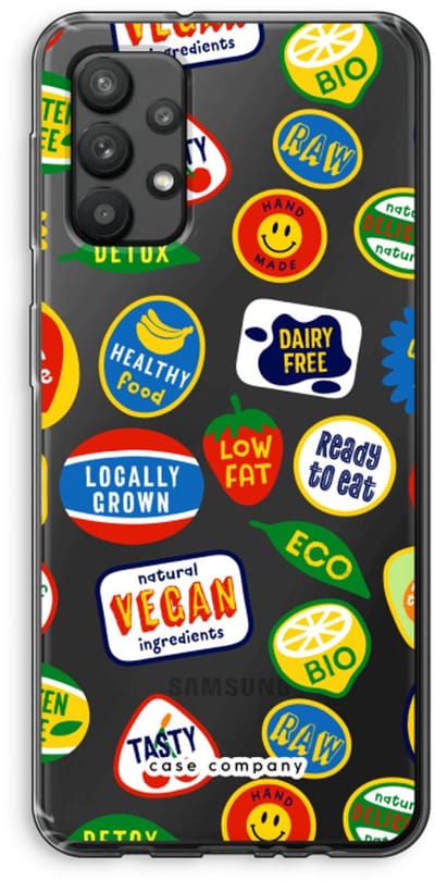 Case Company® - Hoesje geschikt voor Samsung Galaxy A32 4G hoesje - Fruitsticker - Soft Cover Telefoonhoesje - Bescherming aan alle Kanten en Schermrand