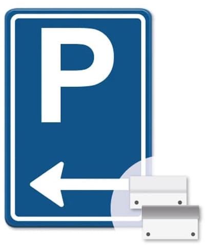 Parkeerbord Pijl links - blauw - Weerbestendig Aluminium - 30x45 cm - Bevestiging: Met muur-/ wandmontage beugels