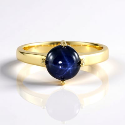 Cavill - Zilveren ring - 925 Sterling zilver verguld - Blauwe ster saffier 1 98 ct ronde cabochon - Luxe ster patroon ringen - Maat 17 tot 21