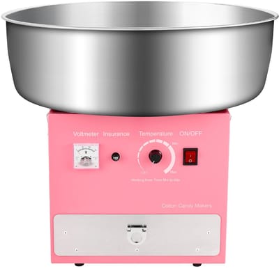 Elektrische Suikerspinmachine voor Commercieel Gebruik (1000 W) met 52 Cm Roestvrijstalen Kom, Suikerlepel En Lade - Ideaal voor Kinderfeestjes, Roze Feestjes