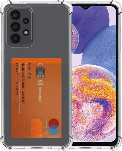Smartphonica Telefoonhoesje Geschikt voor Samsung Galaxy A23 met Pasjeshouder Doorzichtig Siliconen - Transparant TPU Shockproof Backcover Case with Card Slot geschikt voor Samsung Galaxy A23