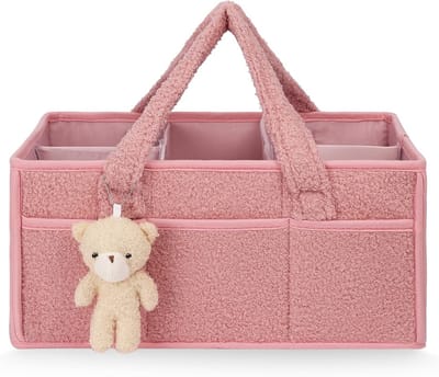 Pluche Luierorganizer met Vakken en Handvatten - Draagbare Luiertas Caddy