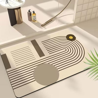 Bathroom Floor Mat Diatomaceous Mud Absorbent, Non-slip and Dirty Toilet Door Special Quick Drying Thickened Soft Mat 40*60cm beige