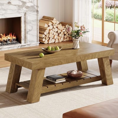 Tribesigns - Salontafel - Rechthoekige Salontafel met V-Vormige Poten - Bruin - Tafel - Salontafel voor Woonkamer, Slaapkamer - 120 x 60 x 45 cm