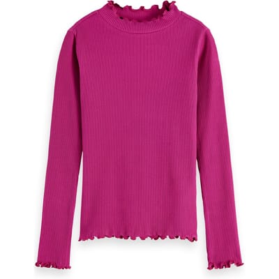 Scotch & Soda Girl Mock Neck Ribbed Slim-fit Long-sleeve T-shirt Fuchsia R Taglia: 4 | T-shirt Outlet | kids | Rosa