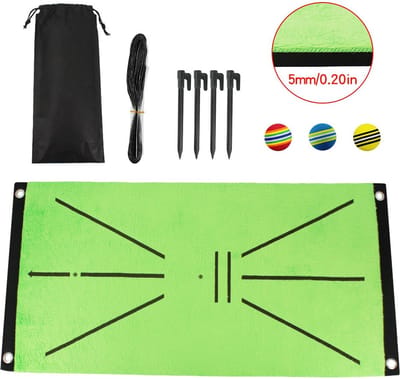 TIN-IN Golf Oefenmat - Afslagmat met Impact Feedback voor Slice Correctie - Inclusief 3 Oefenballen en Opberghoes - Indoor en Outdoor Golftraining - Cadeau Golfer
