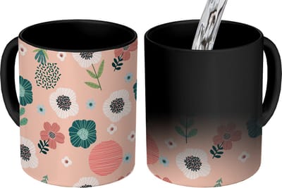 Magische Mok - Foto op Warmte Mokken - Koffiemok - Patronen - Bloemen - Planten - Magic Mok - Beker - 350 ML - Theemok
