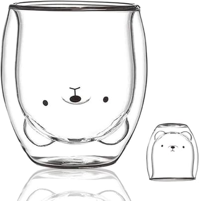 dubbele muur glazen beker, koffiekopje, theekop, melkbeker voor verjaardagscadeau, 250ml/8,5 oz