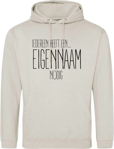 Camping hoodie - Hoodie Beige - Iedereen heeft een 'eigennaam' nodig - Dames - Maat S