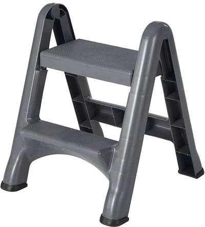 Opvouwbare Voetkruk - Opstapje Kruk - Extra Bereik - Lichtgewicht & Stevig - 35 cm Hoog - Grijs