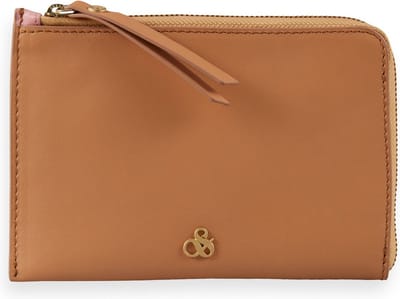 SCOTCH & SODA Leren Kaarthoes Identiteitskaarthoesje Leather Zip Travel Wallet Combo Y Oranje