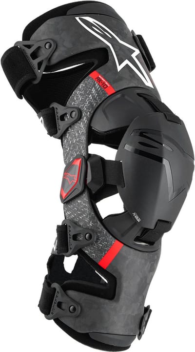 Alpinestars Supertech RK-10 Plasma Kniebrace Set Zwart Rood - Kniebrace