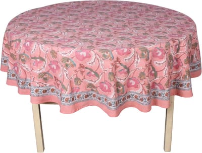 Famanu – Rond katoenen tafelkleed bloemenprint multifunctioneel 180 cm