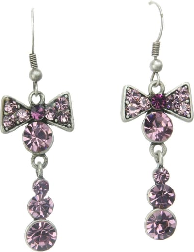 Behave - Oorhangers met strik en paarse steentjes - Vintage look