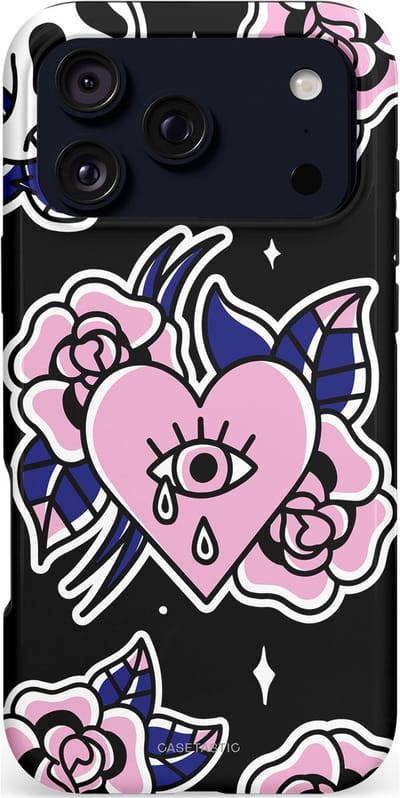 Casetastic hoesje geschikt voor Apple iPhone 17 Pro Max - MagSafe - Dubbellaagse bescherming - Eindeloze passie - Fashion Case - Zwart Grijs Lichtroze Wit