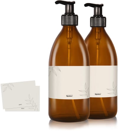 Oputec 2x 500ml Amber Glas – Zeepdispenser Pompflessen – Navulbare Fles – Extra zuinig tot -70%