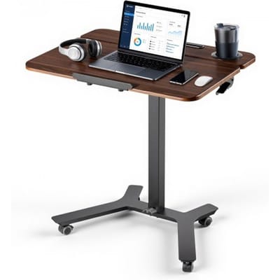 VEVOR in hoogte verstelbaar bureau (computerbureau) 715x525x(750x1100)mm, metalen frame, MDF-blad, 0-90° kantelbaar, draagvermogen 15 kg, zwenkwielen met 2 remmen, mobiel bureau voor thuiswerkplek