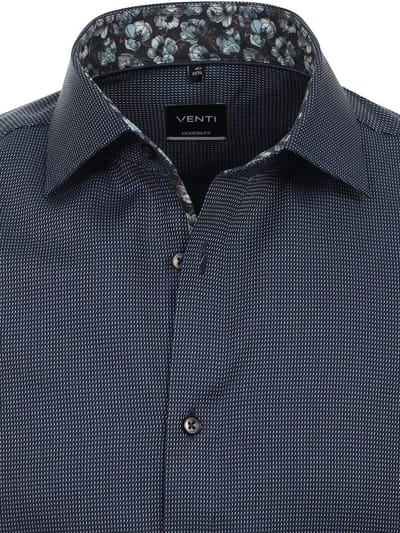 Blauw Venti Heren Overhemd Met Motief En Bloemenkraag Modern - L