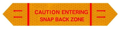 Snap Back zone (richting) Waarschuwingssticker