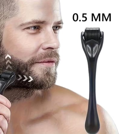 Baard Roller I Baardgroei Roller I Derma Roller I Stimuleert Haar en Baardgroei I 0.5 MM Titanium Naalden I Zwart