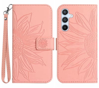 Coverup Hoesje - Geschikt voor Samsung Galaxy A56 Hoesje - Coverup Zonnebloem Book Case met Koord - Roze
