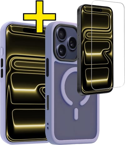 Hoesje - Met Screenprotector - Geschikt voor Apple iPhone 17 Pro - Magsafe Compatible - Sterk & Shockproof - Back Cover - Shock Proof Case - Telefoon Hoes - Telefoonhoesjes - Lila