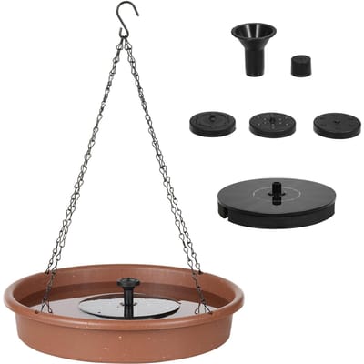 Tuinplaats Vogelvoederbak Ondersteuningsgereedschapset met zonne-fonteinpomp with Solar Fountain Pump bruin