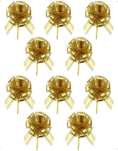 10 STUKS Grote Trekknopen, diameter 17 cm Grote Decoratieve Cadeaustrikken Metallic Kleur Autodecoratie Bruiloft, Cadeau, Feesten, Bruiloft, Verjaardag, Kerstmis, Albero Valentijnsdag, Goud