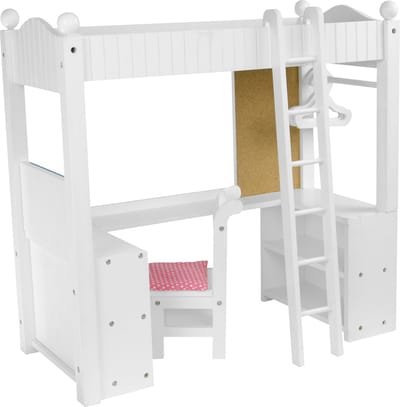 Teamson Kids Stapelbed en Bureau Voor 18" Poppen - Accessoires Voor Poppen - Wit