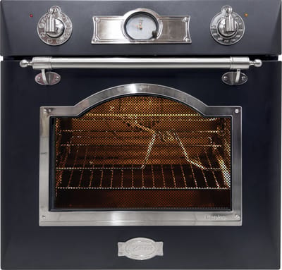 Kaiser - inbouwoven - EH 6355 Em Sil - antraciet geëmailleerd met zilver decor - retro - zelfreinigende elektrische inbouwoven - 60 cm - 67L - 8 functies
