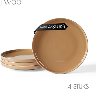 Dinerborden set van 4 (Ø26,5cm / 10,5inch), Ontbijtborden, Pastaborden, Dessertborden, serviesset 4 persoons, Geschikt voor Restaurants, Horeca, Feest, Familiefeesten, Banketten en Picknicks, Magnetron-vaatwasserbestendig, Keramiek