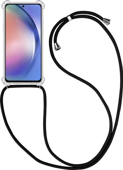Hoesje - Geschikt voor Samsung Galaxy A54 - Met Koord - Shock Proof - Siliconen Case - Telefoonkoord - Back Cover - Telefoon Hoes Shockproof - Telefoonketting - Telefoonhoes - Transparant