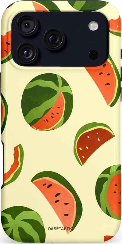 Casetastic hoesje geschikt voor Apple iPhone 17 Pro Max - MagSafe - Dubbellaagse bescherming - Watermeloen Festijn - Fashion Case - Crème Olijfgroen Oranje