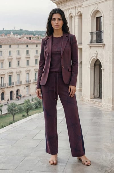 MI PIACE - Travel Broek Circle Print 2649 Burgundy Dark Blue - Maat : S