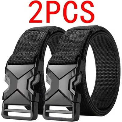 2 Stuks Heren Riem Leger Outdoor Jacht Tactisch Outdoor Bergbeklimmen Multifunctioneel Tactisch Nylon Canvas Geweven Broekriemen 120cm black