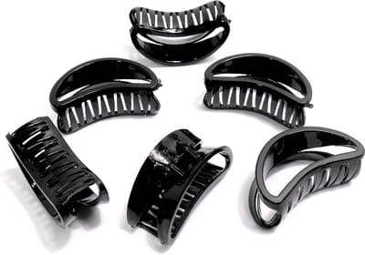6 haarklemmen open 7 cm zwart