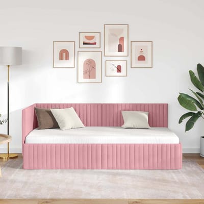 vidaXL - Hoek - Bed - Frame - Roze - 90 - x - 200 - cm - Fluweel