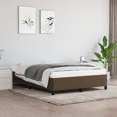 vidaXL - Bedframe - zonder - matras - stof - donkerbruin - 140x190 - cm