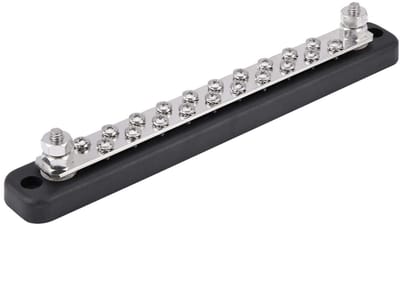 Allecto - Bus Bar Terminal - 20 Positie Aansluitblok - 130A DC 150A - Zilver + Zwart - Elektrische Terminal - Geschikt voor AC 300V, DC 48V