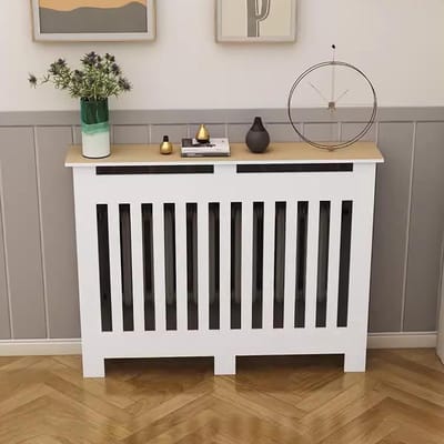 Verwarmingskast Plank - Radiatorhoes Opbergkast - Verwarming Afschermen - Holle Ventilatie - 90x80x20cm - Wit