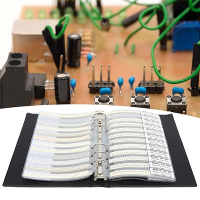 Kit d'assortiment de condensateurs série 1206 80 valeurs Livre d'échantillons de composants électroniques Noir beige