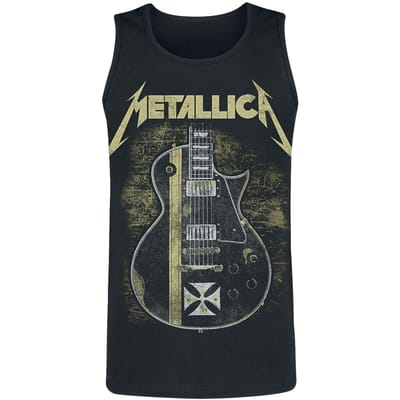 Metallica Tanktop - Hetfield Iron Cross Guitar - S tot M - voor Mannen - zwart