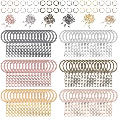 360 STKS Sleutelhanger met Ketting & Kleine Schroef Oogspelden Haken voor DIY Maak Uw Eigen Sleutelhanger 6 Kleuren