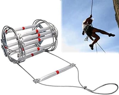 Noodreddingstouwladder - Veiligheidsklimtouw - Snelle Evacuatie - Compact Lichtgewicht - 12 Meter - Zwart